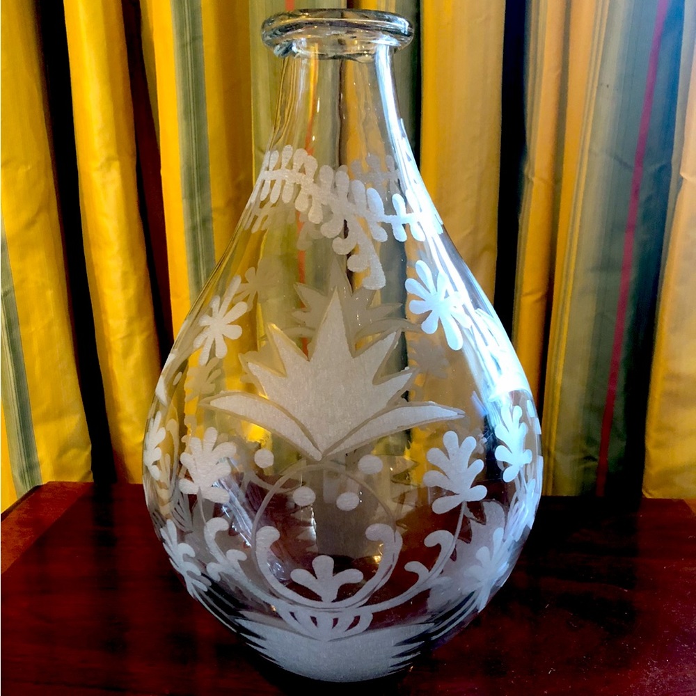 Two's Company Etched Glass Vase